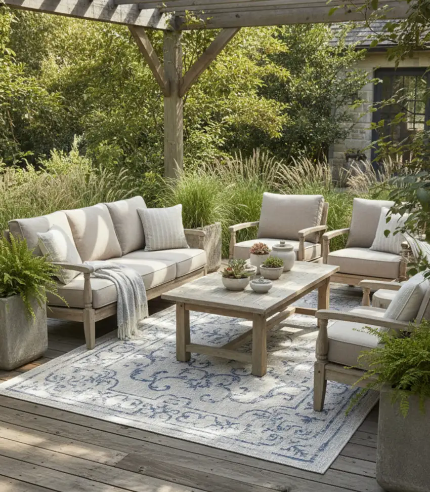 Blue And Gray Indoor Outdoor Area Rug Photo 5