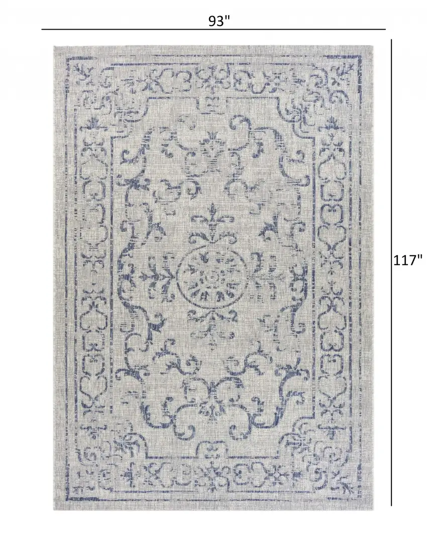 Blue Ornate Indoor Outdoor Area Rug Photo 6