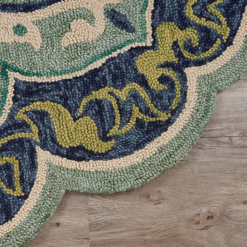 Blue Ornate Medallion Area Rug Photo 5