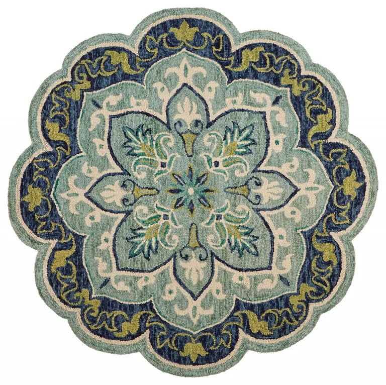 Blue Ornate Medallion Area Rug Photo 1