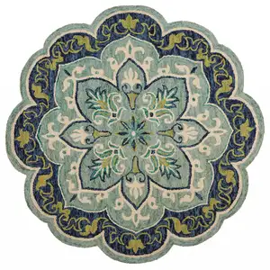 Photo of Blue Ornate Medallion Area Rug
