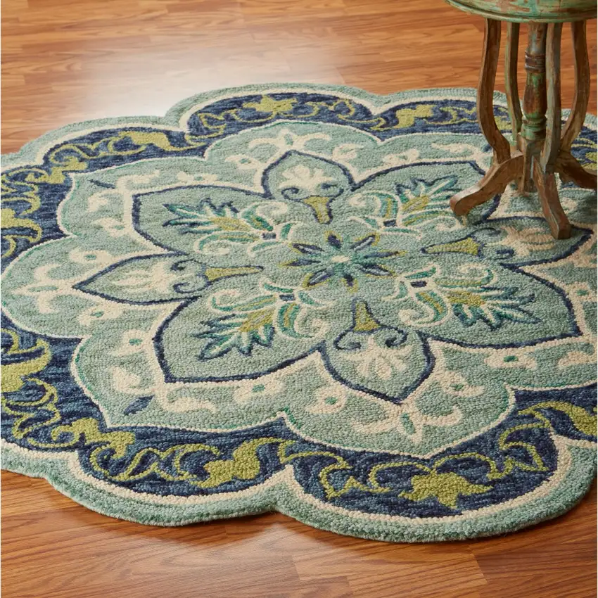 Blue Ornate Medallion Area Rug Photo 6