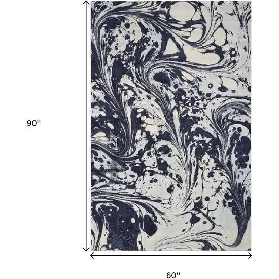 Blue And Ivory Abstract Area Rug Photo 3