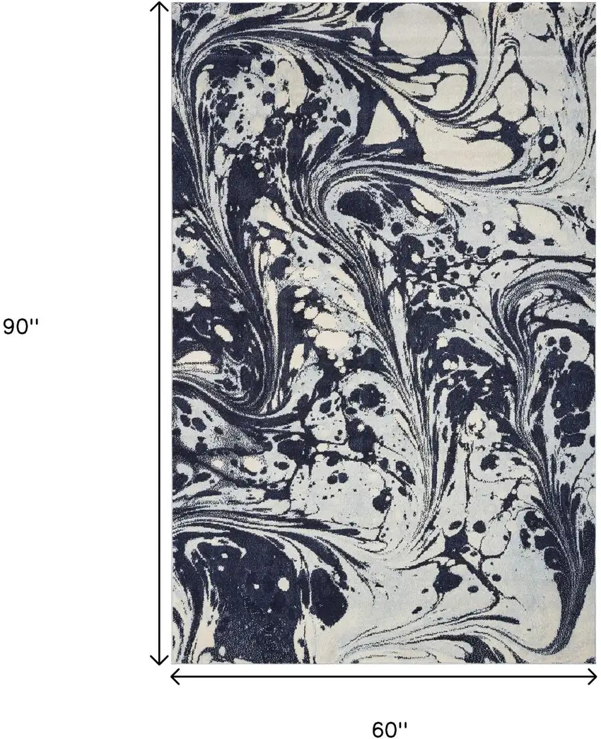 Blue And Ivory Abstract Area Rug Photo 3