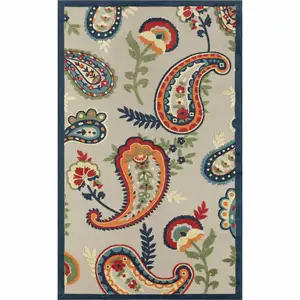 Photo of Blue Paisley Non Skid Indoor Outdoor Area Rug