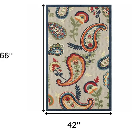 Blue Paisley Non Skid Indoor Outdoor Area Rug Photo 3