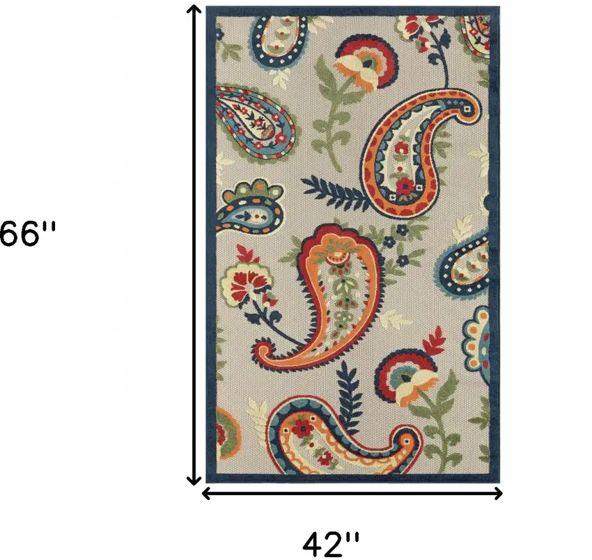 Blue Paisley Non Skid Indoor Outdoor Area Rug Photo 3