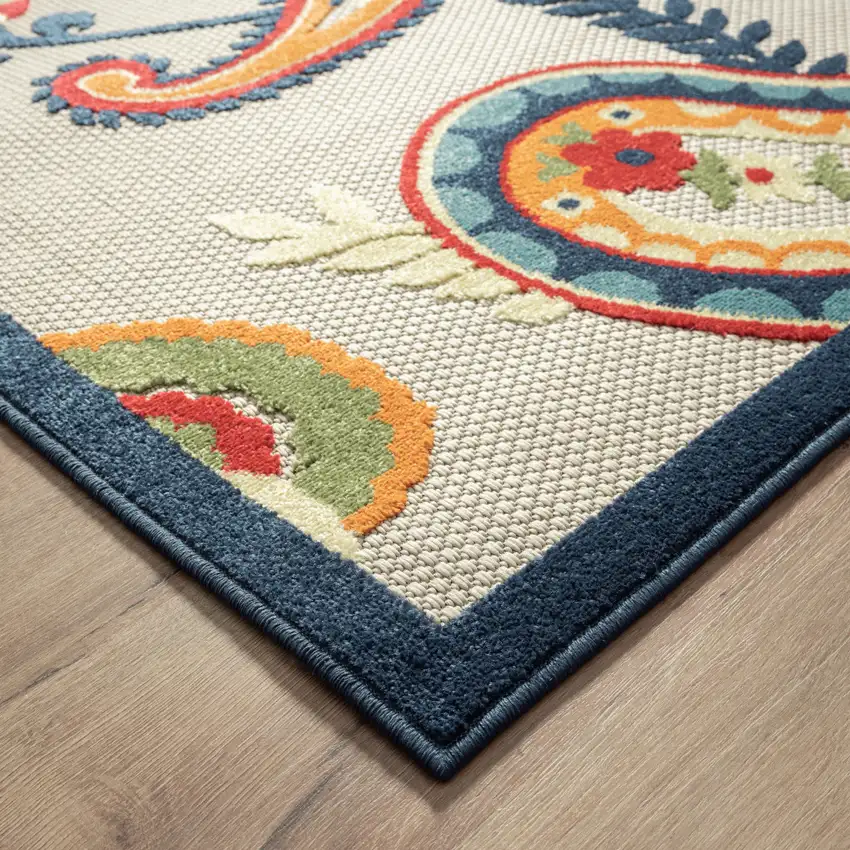Blue Paisley Non Skid Indoor Outdoor Area Rug Photo 7