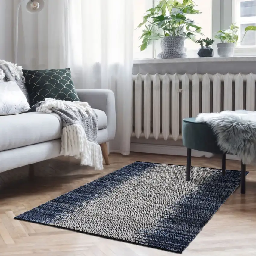 Blue Patchwork Hand Woven Area Rug Photo 6