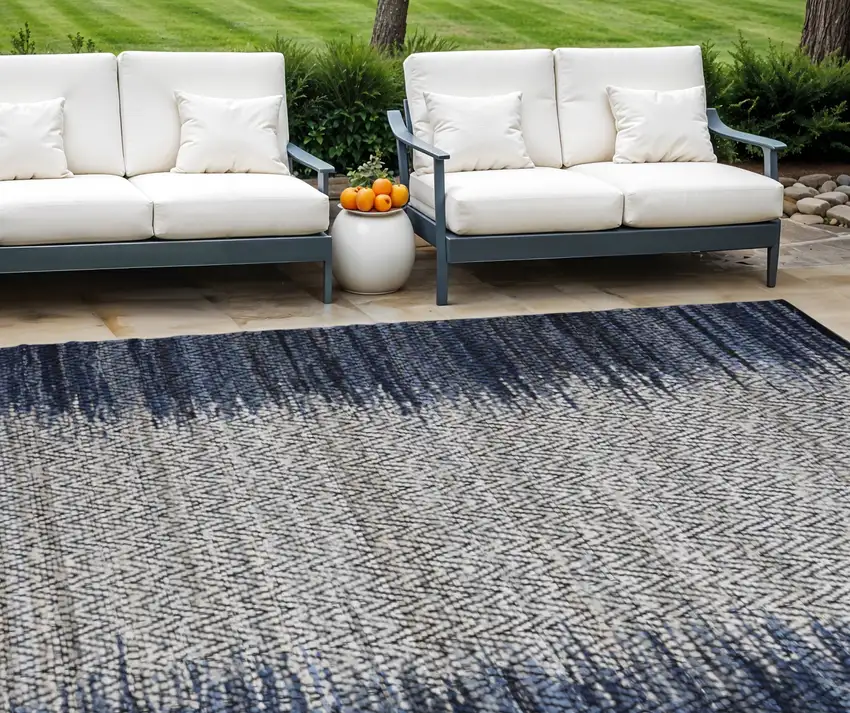 Blue Patchwork Hand Woven Area Rug Photo 1