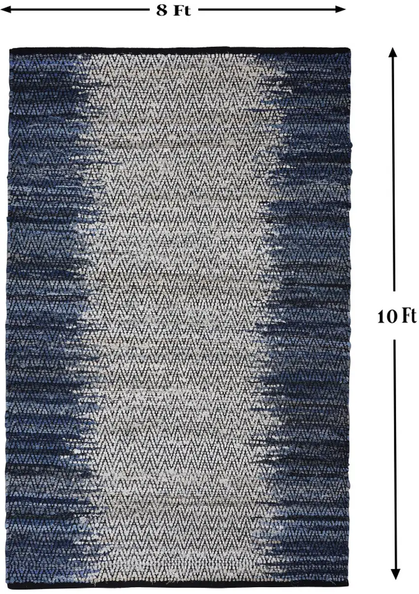 Blue Patchwork Hand Woven Area Rug Photo 8