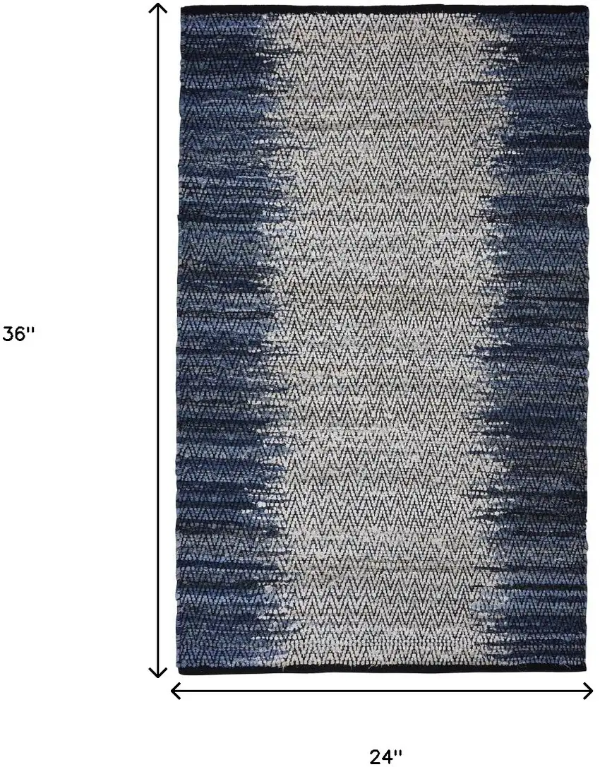 Blue Patchwork Handmade Indoor Outdoor Area Rug Photo 3