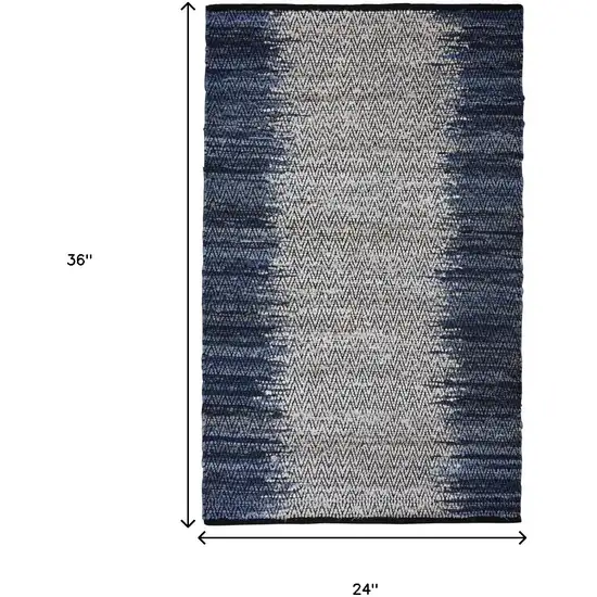 Blue Patchwork Handmade Indoor Outdoor Area Rug Photo 3