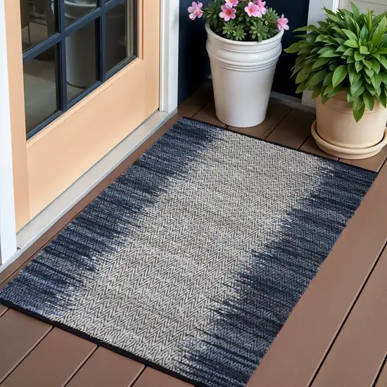 Blue Patchwork Handmade Indoor Outdoor Area Rug Photo 1