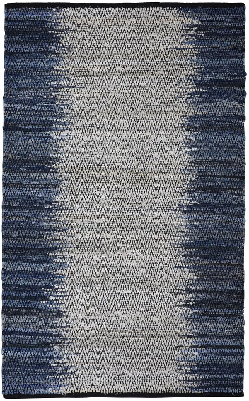 Blue Patchwork Handmade Indoor Outdoor Area Rug Photo 2