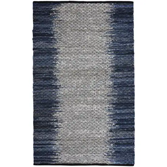 Blue Patchwork Handmade Indoor Outdoor Area Rug Photo 4