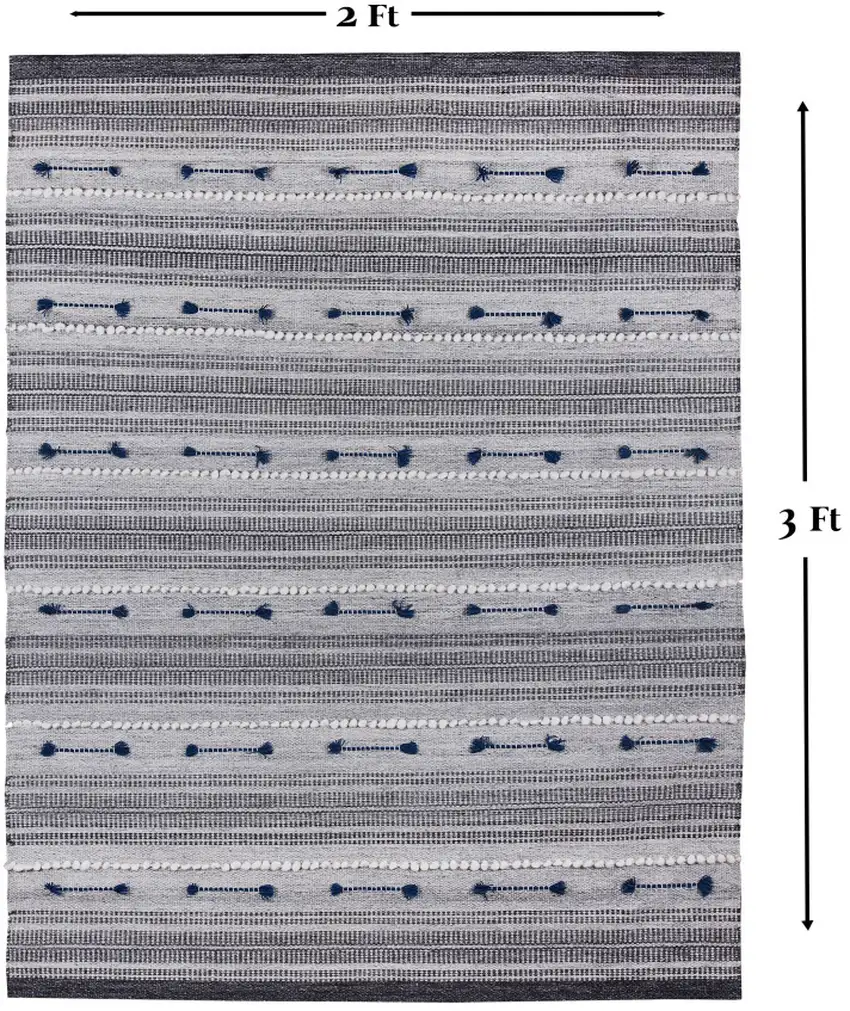 Blue Patchwork Handmade Indoor Outdoor Area Rug Photo 7