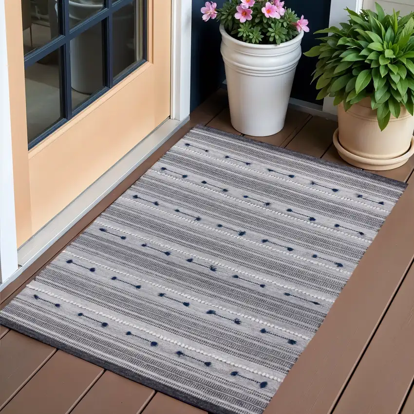 Blue Patchwork Handmade Indoor Outdoor Area Rug Photo 1