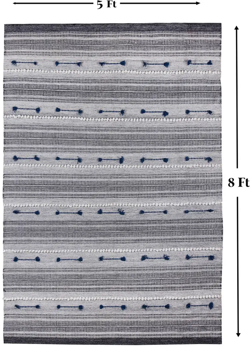 Blue Patchwork Handmade Indoor Outdoor Area Rug Photo 7