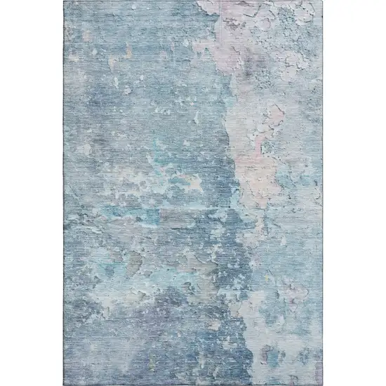 Blue Pink And Gray Abstract Washable Area Rug With UV Protection Photo 1