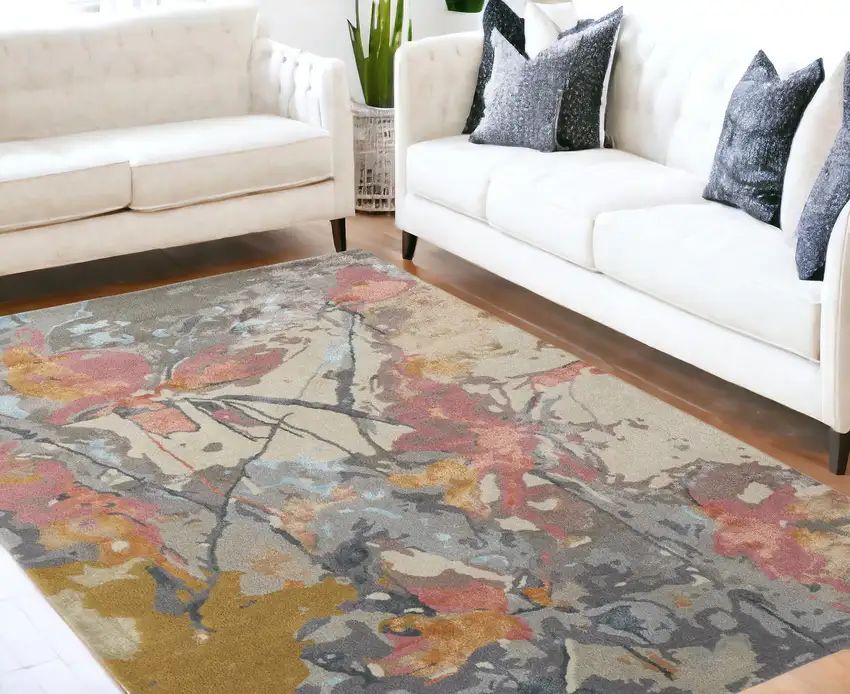 Ivory and Blue Wool Floral Hand Tufted Area Rug Photo 1