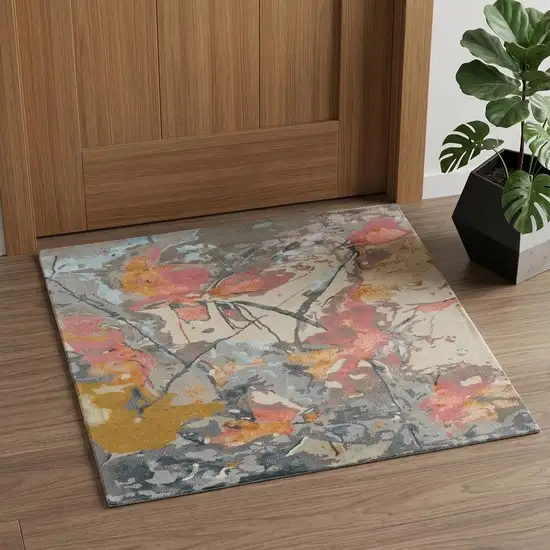 Ivory and Blue Wool Floral Hand Tufted Area Rug Photo 1