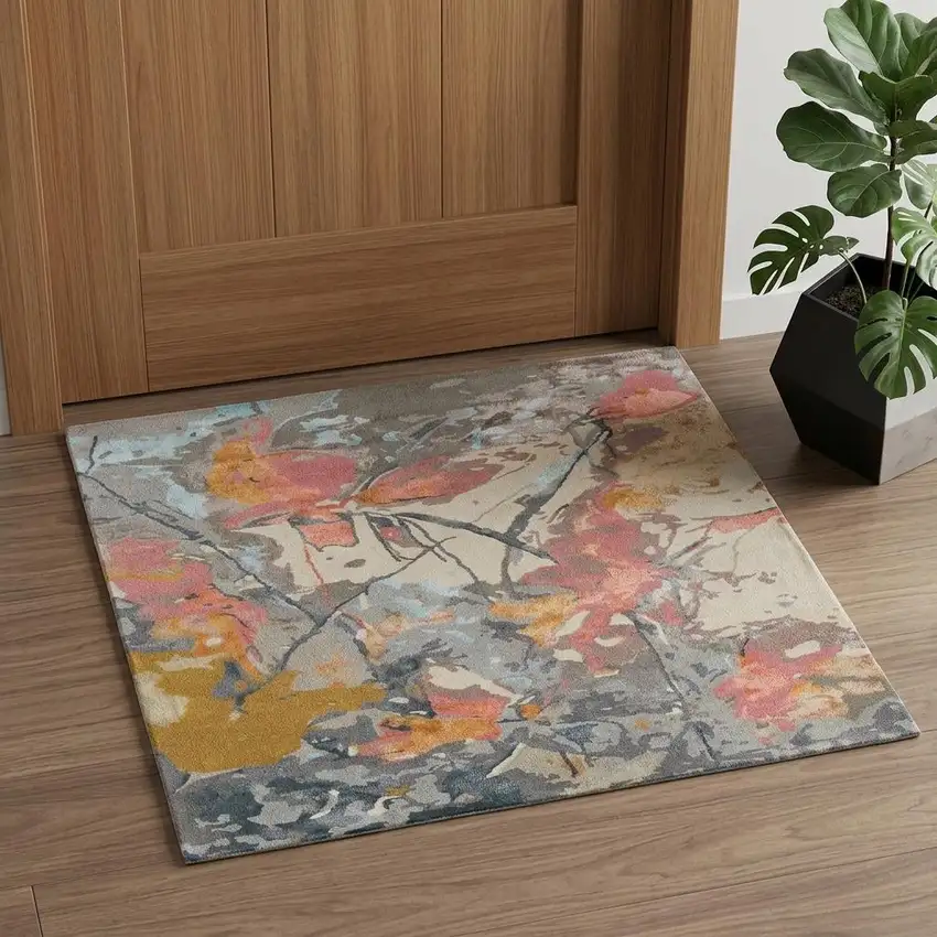 Ivory and Blue Wool Floral Hand Tufted Area Rug Photo 1