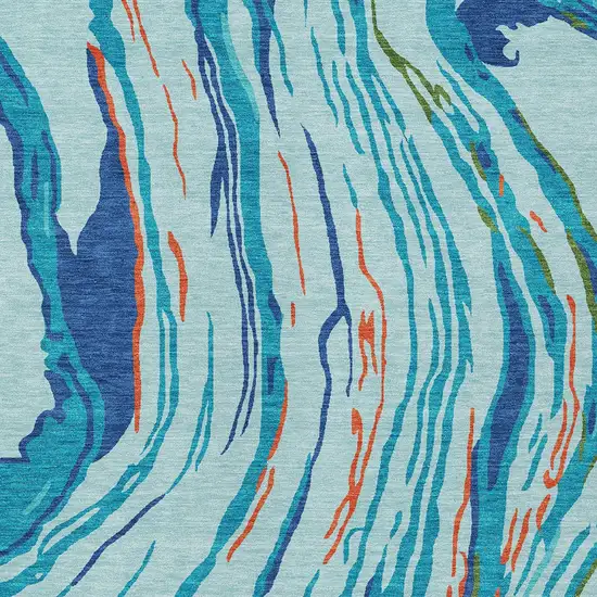 Blue Pink And Green Abstract Washable Indoor Outdoor Area Rug Photo 7
