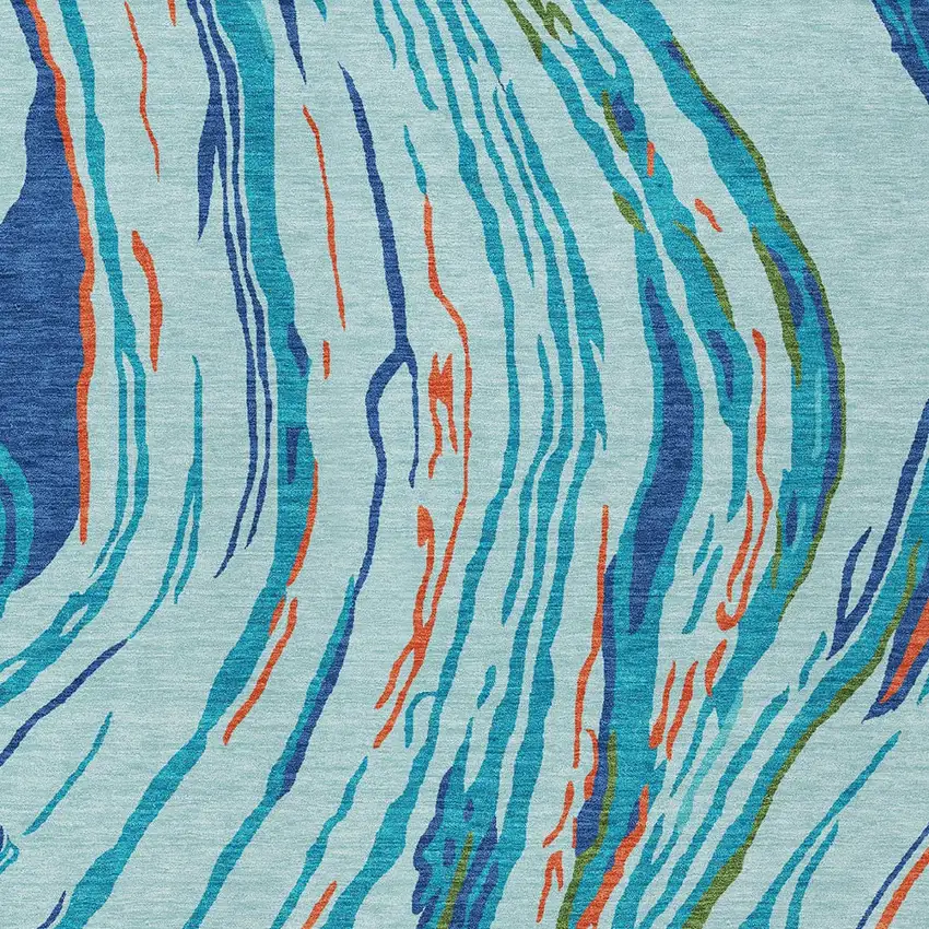 Blue Pink And Green Abstract Washable Indoor Outdoor Area Rug Photo 7