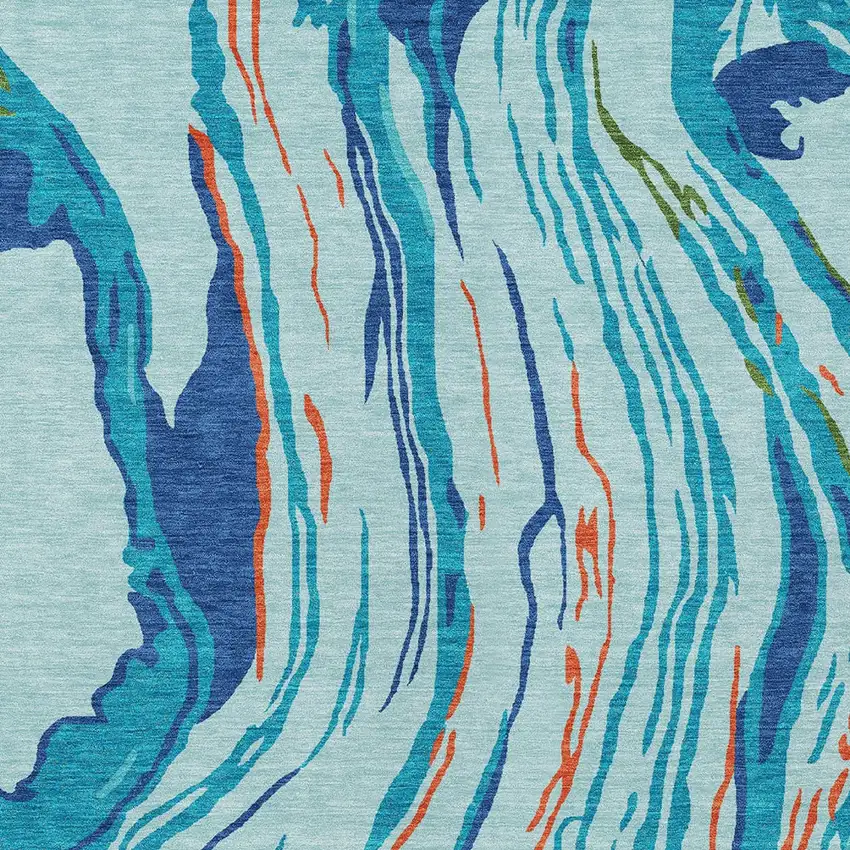 Blue Pink And Green Abstract Washable Indoor Outdoor Area Rug Photo 7