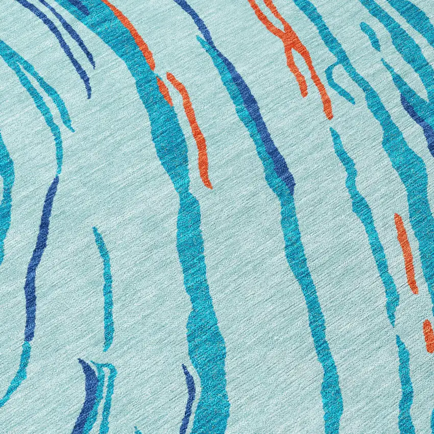 Blue Pink And Green Abstract Washable Indoor Outdoor Area Rug Photo 6