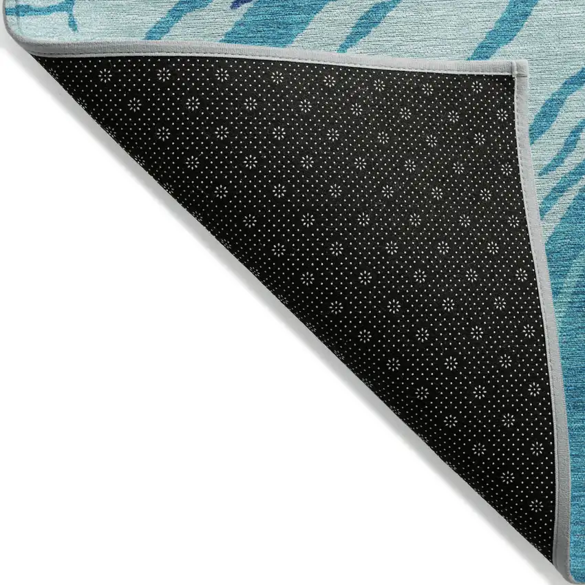 Blue Pink And Green Abstract Washable Indoor Outdoor Area Rug Photo 4