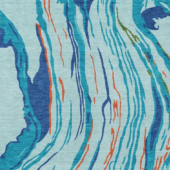 Blue Pink And Green Abstract Washable Indoor Outdoor Area Rug Photo 7