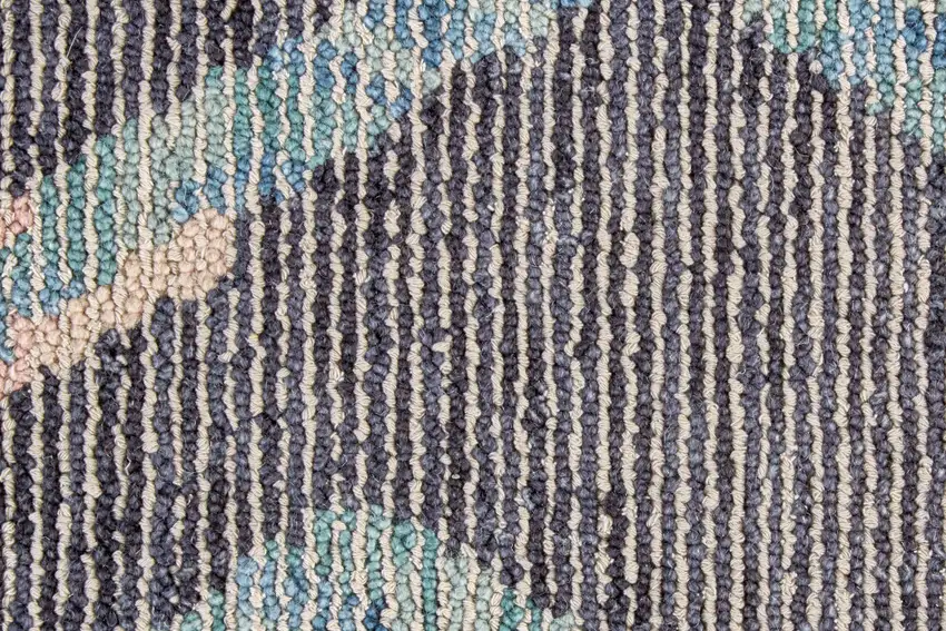 Blue Pink And Green Wool Geometric Tufted Handmade Area Rug Photo 9