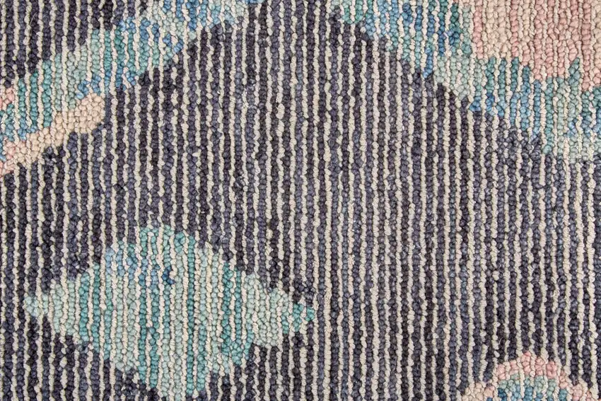 Blue Pink And Green Wool Geometric Tufted Handmade Area Rug Photo 3