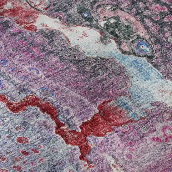 Blue Pink And Purple Abstract Washable Area Rug With UV Protection Photo 9