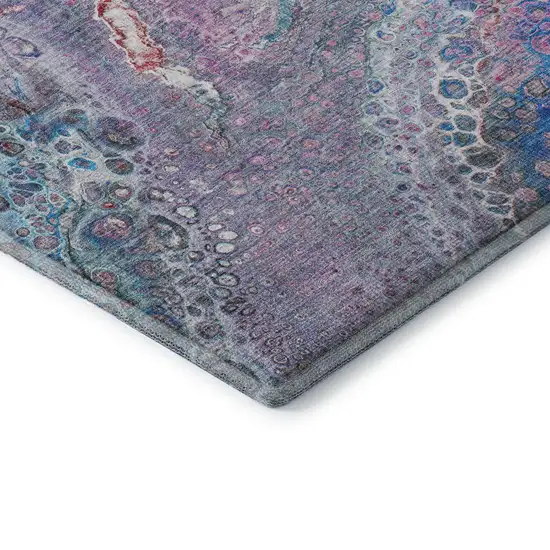 Blue Pink And Purple Abstract Washable Area Rug With UV Protection Photo 9