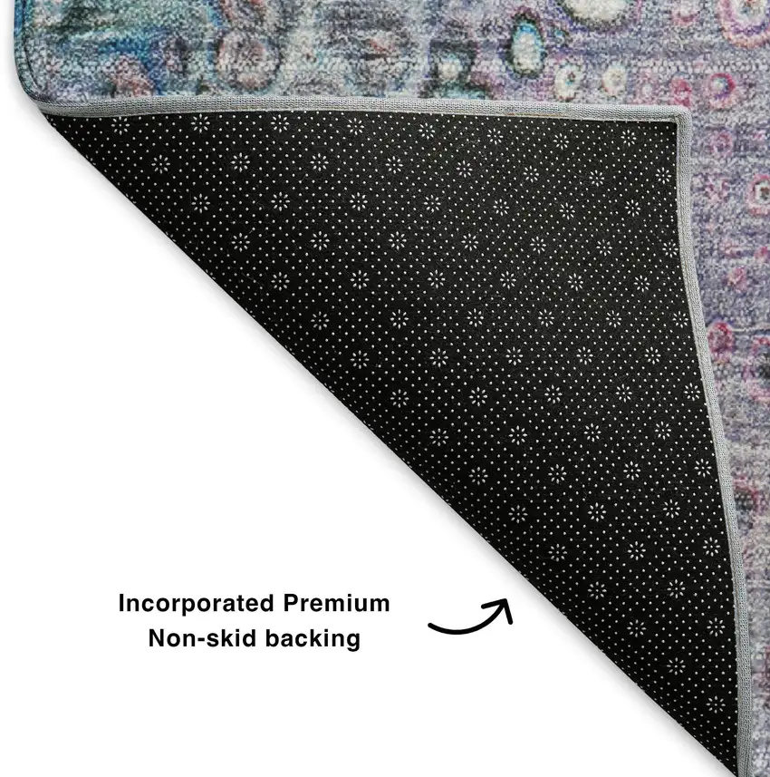 Blue Pink And Purple Abstract Washable Area Rug With UV Protection Photo 9