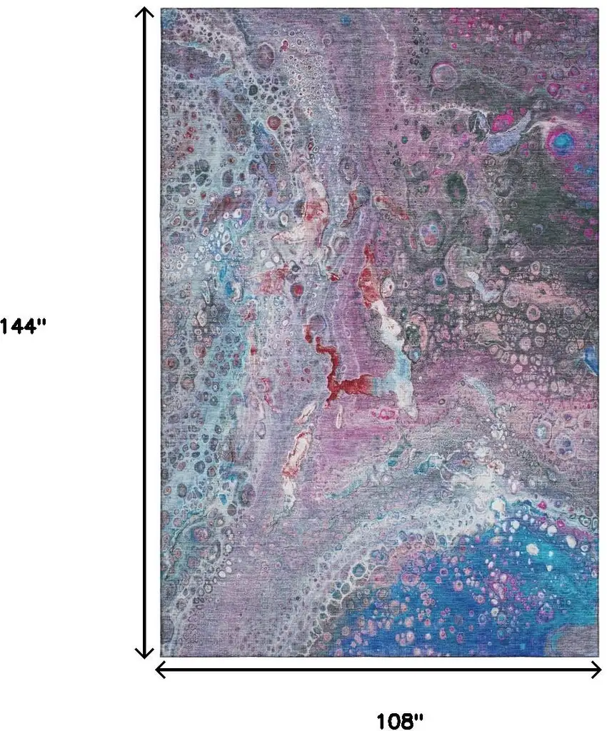 Blue Pink And Purple Abstract Washable Area Rug With UV Protection Photo 7