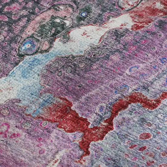 Blue Pink And Purple Abstract Washable Area Rug With UV Protection Photo 8
