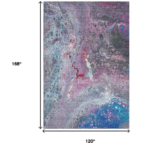 Blue Pink And Purple Abstract Washable Area Rug With UV Protection Photo 7