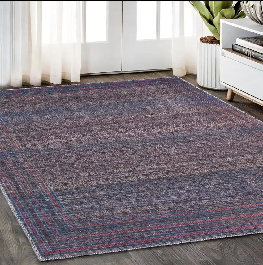 Blue Pink And Purple Floral Power Loom Area Rug Photo 1