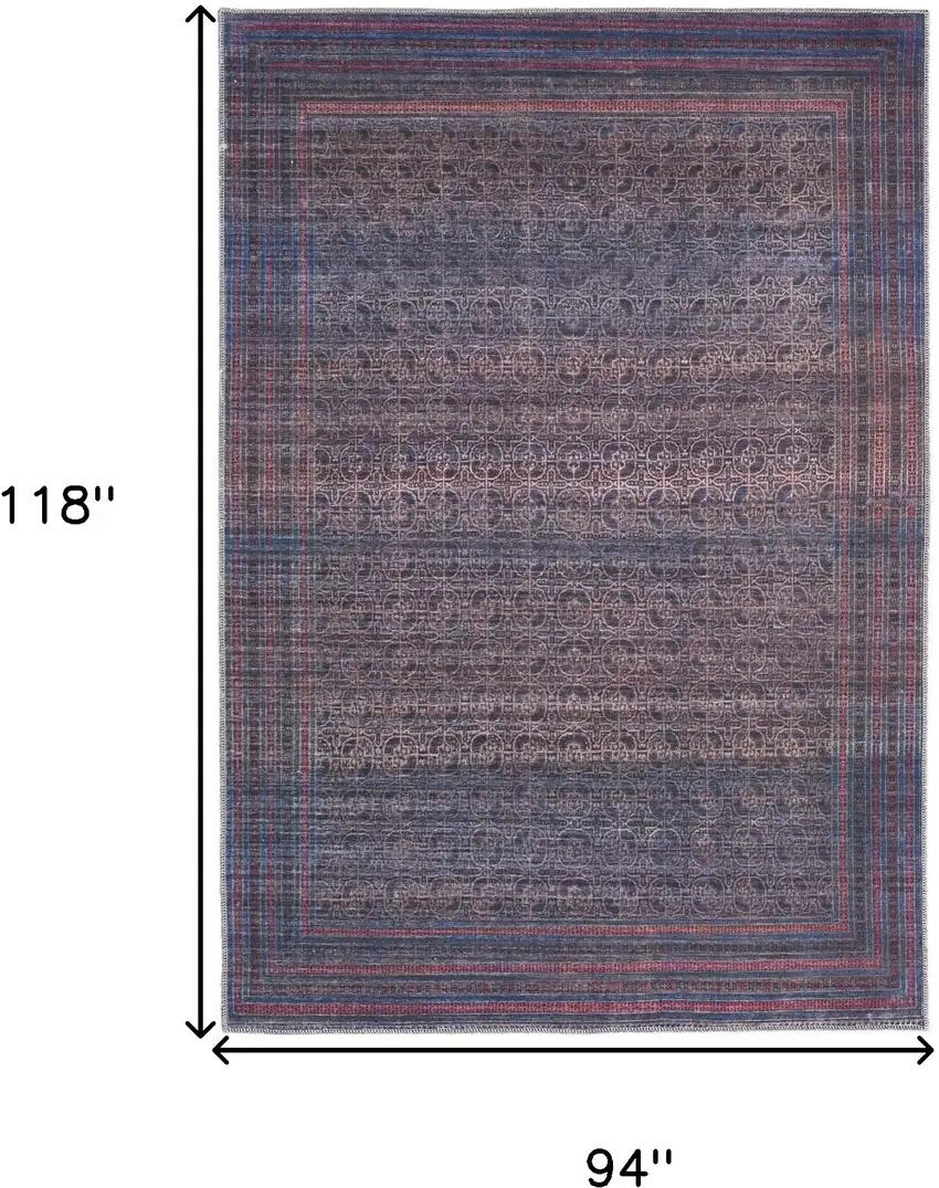 Blue Pink And Purple Floral Power Loom Area Rug Photo 9