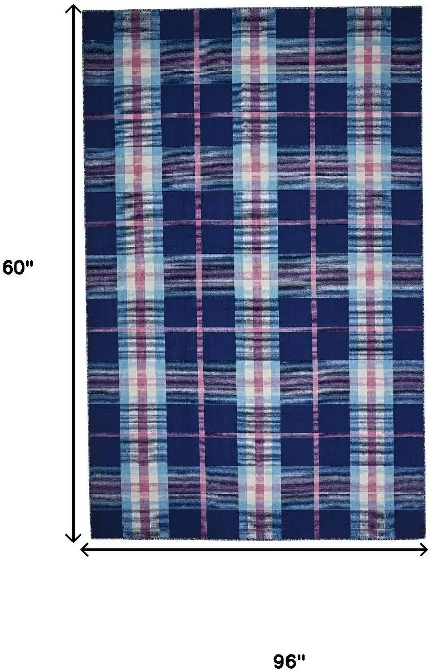 Blue Pink And White Abstract Hand Woven Stain Resistant Area Rug Photo 3