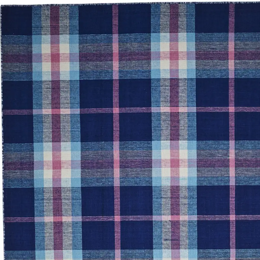 Blue Pink And White Abstract Hand Woven Stain Resistant Area Rug Photo 8