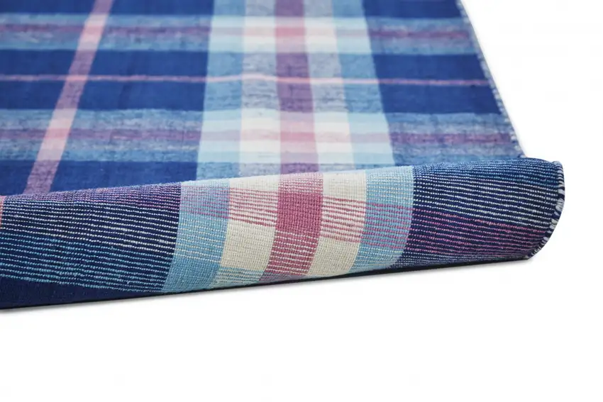 Blue Pink And White Abstract Hand Woven Stain Resistant Area Rug Photo 7