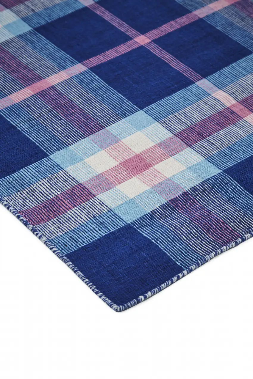 Blue Pink And White Abstract Hand Woven Stain Resistant Area Rug Photo 8