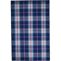 Photo of Blue Pink And White Abstract Hand Woven Stain Resistant Area Rug