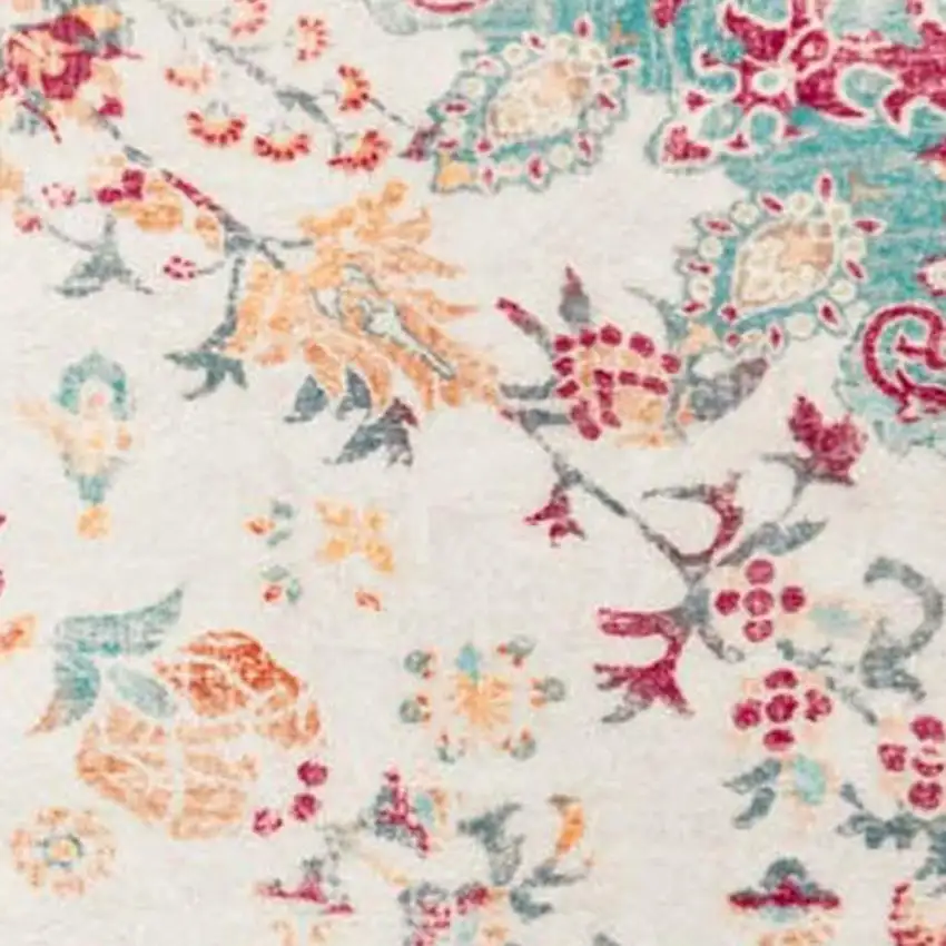 Blue Pink And White Medallion Washable Area Rug Photo 4