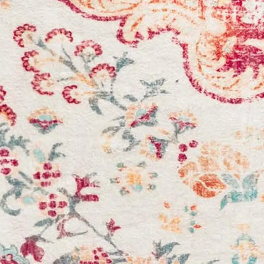 Blue Pink And White Medallion Washable Area Rug Photo 3